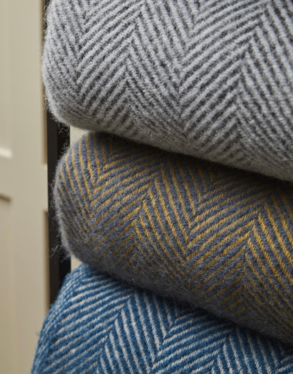 Navy & Mustard Herringbone Throw