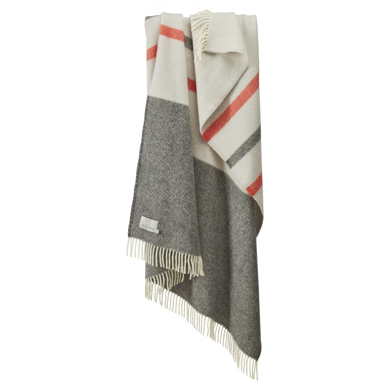 Slate & flamingo striped throw. Pure Wool