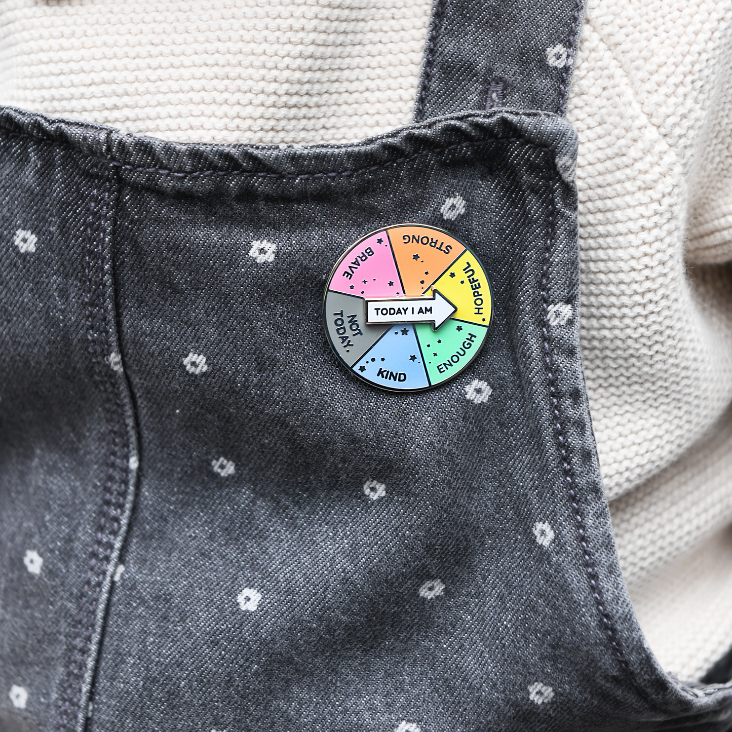 Spinning 'Today I Am' Enamel Pin Badge