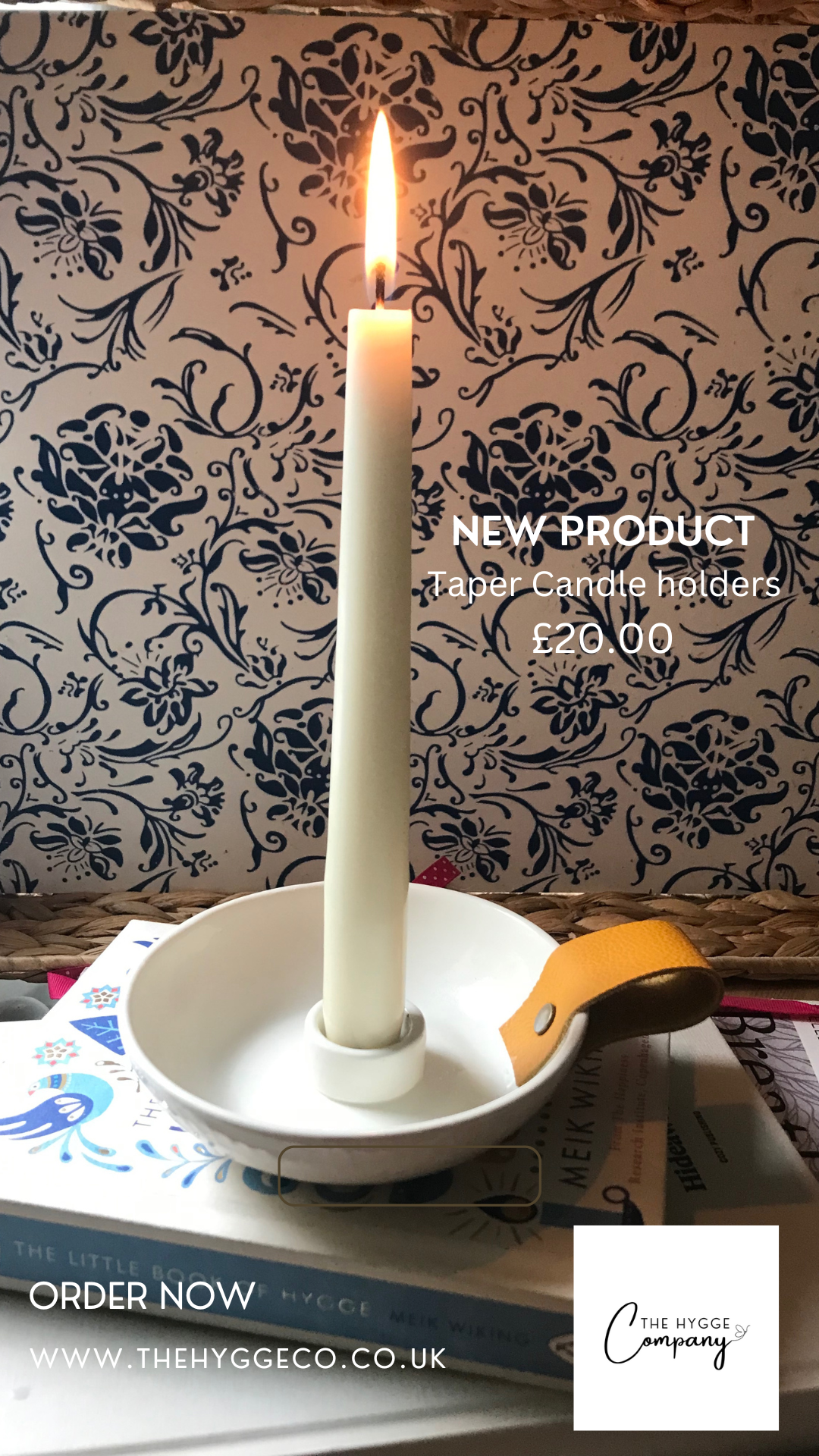 Porcelain & Leather Tapered Candle Holders