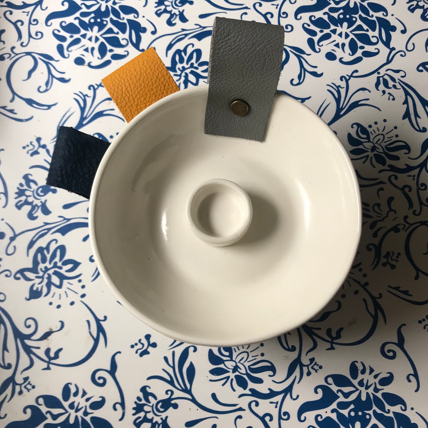 Porcelain & Leather Tapered Candle Holders