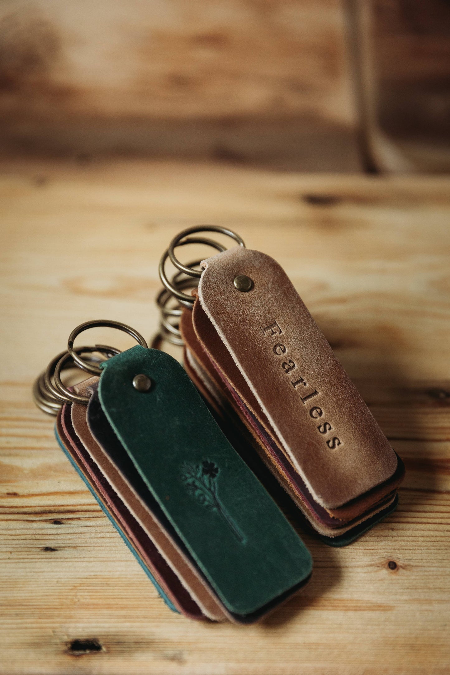 Leather Encouragement Keyrings