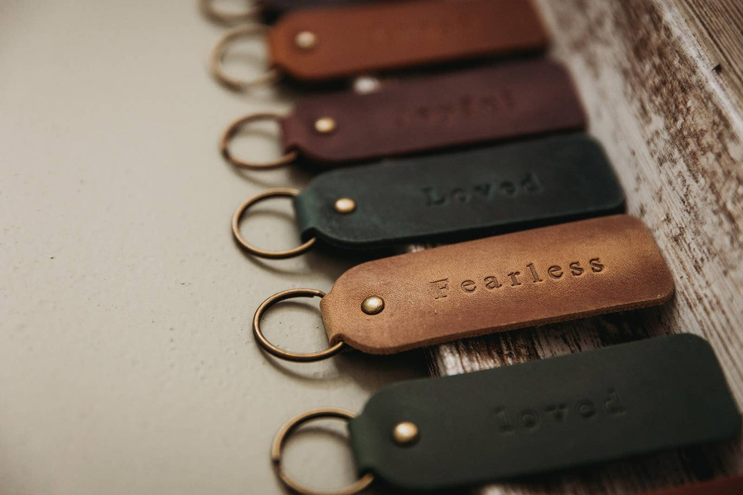 Leather Encouragement Keyrings