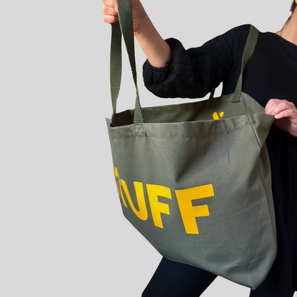 Oversized Green & Yellow Stuff Canvas Bag
