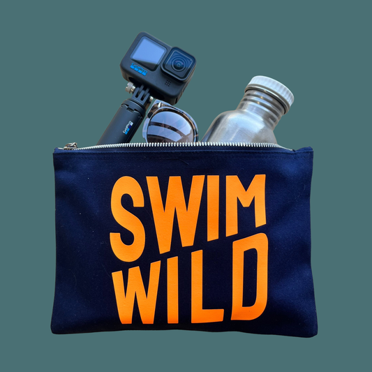 Navy \ Neon Orange Swim Wild Zip bag